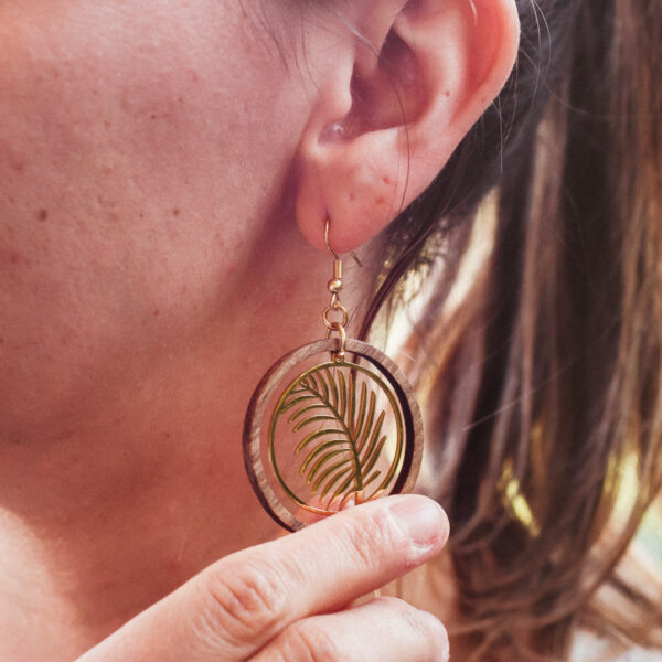 boucle oreille en bois boho boheme