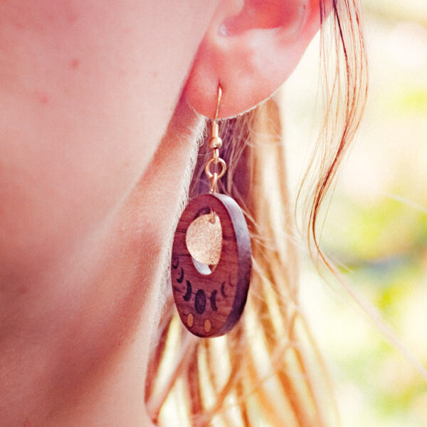 boucle oreille en bois boho boheme