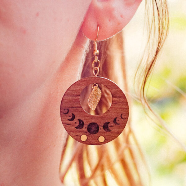 boucle oreille en bois boho boheme