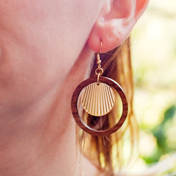 boucle oreille en bois boho boheme