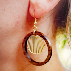 boucle oreille en bois boho boheme