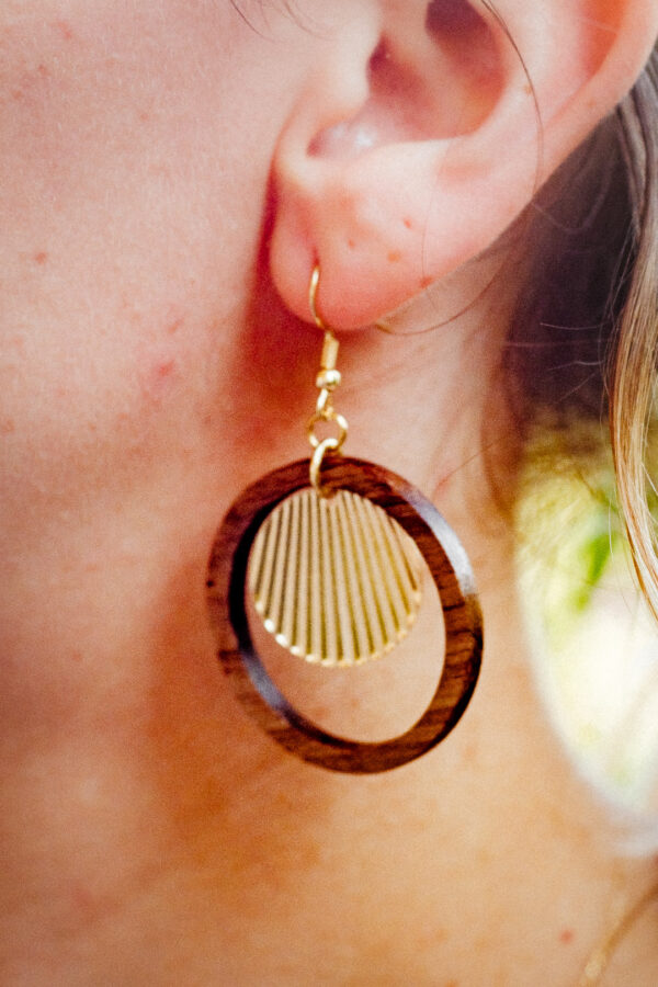 boucle oreille en bois boho boheme