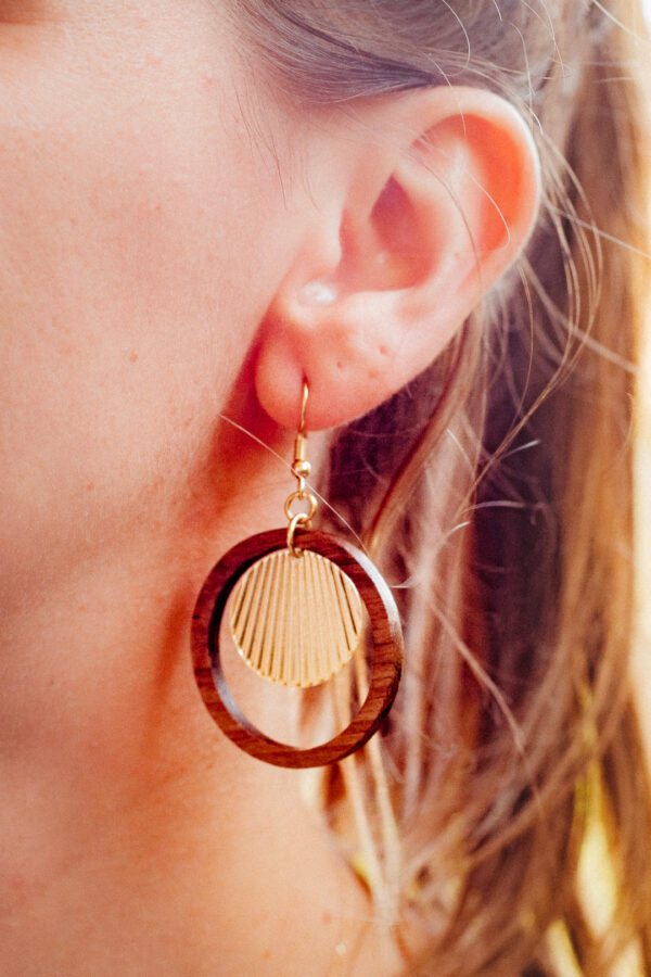 boucle oreille en bois boho boheme