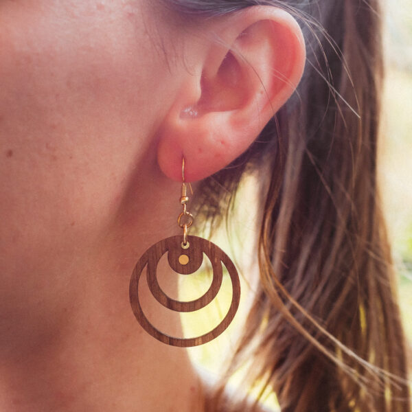 boucle oreille en bois boho boheme