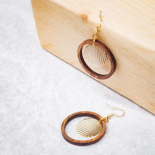 boucle oreille en bois boho boheme